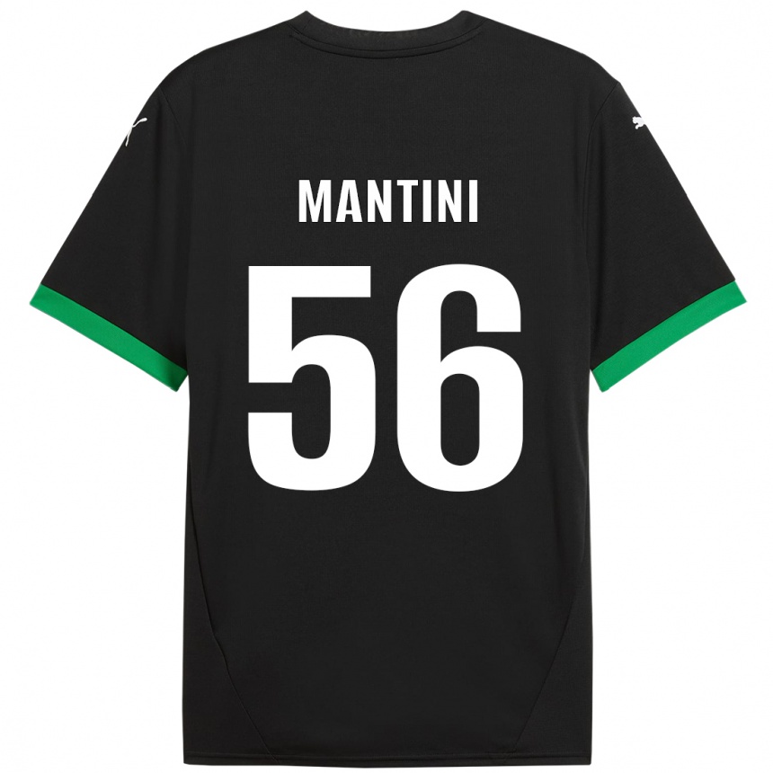 Kids Football Raffaele Mantini #56 Black Dark Green Home Jersey 2024/25 T-Shirt