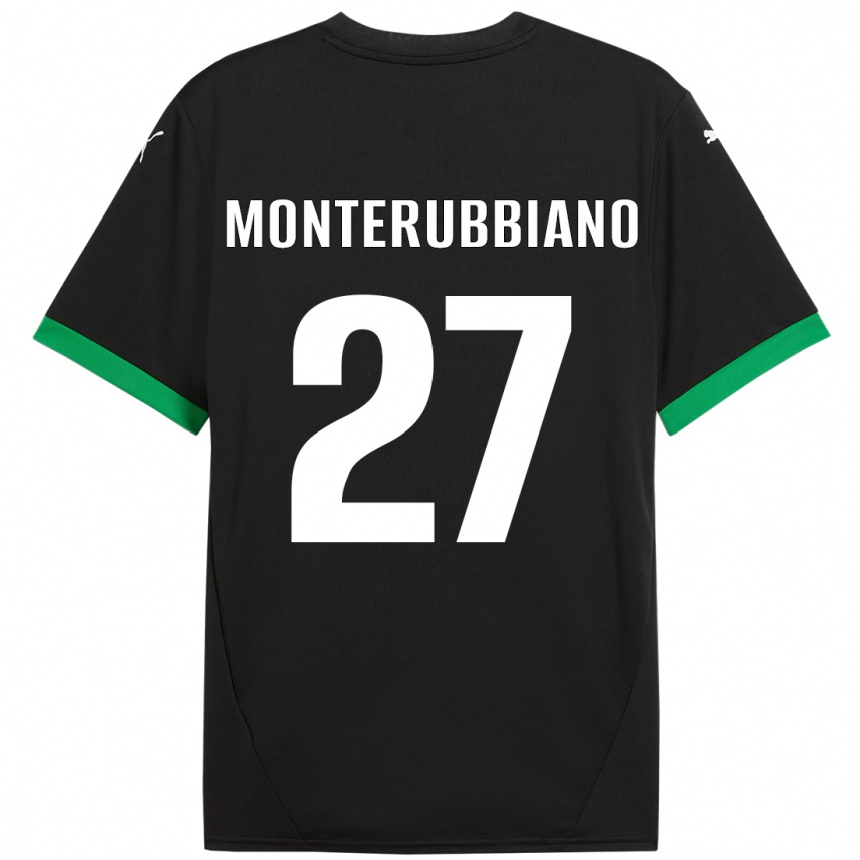 Kids Football Valeria Monterubbiano #27 Black Dark Green Home Jersey 2024/25 T-Shirt