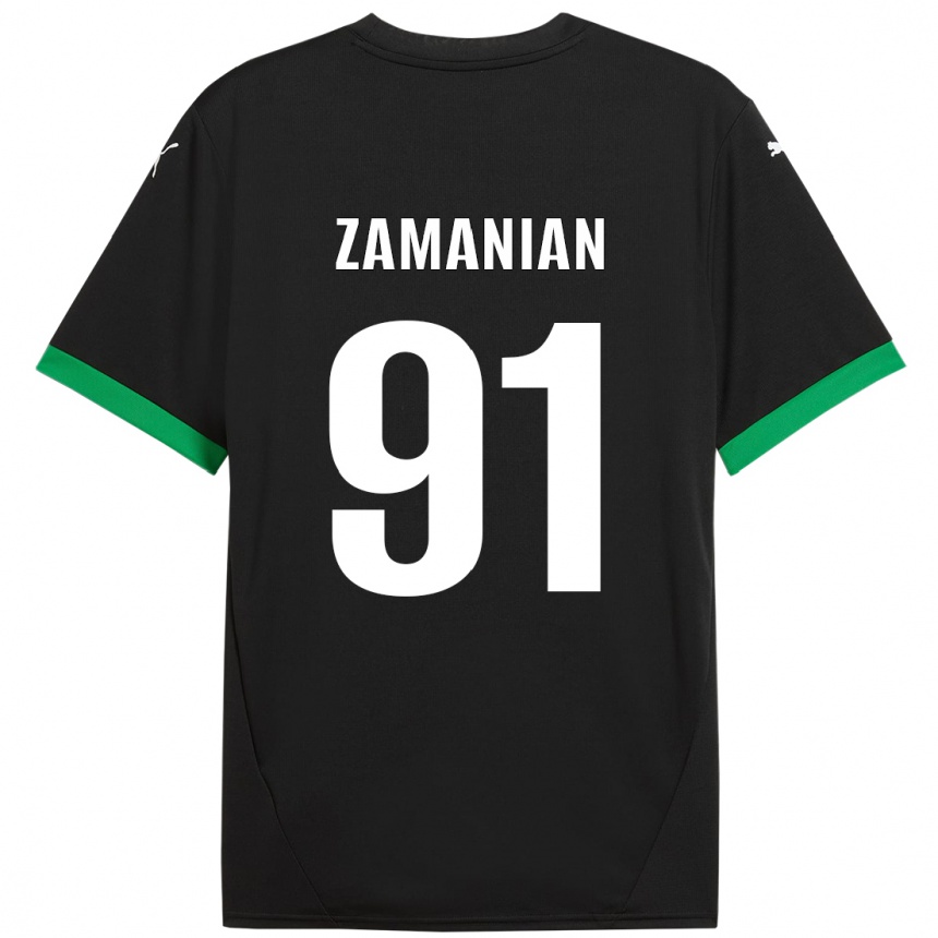 Kids Football Annahita Zamanian #91 Black Dark Green Home Jersey 2024/25 T-Shirt