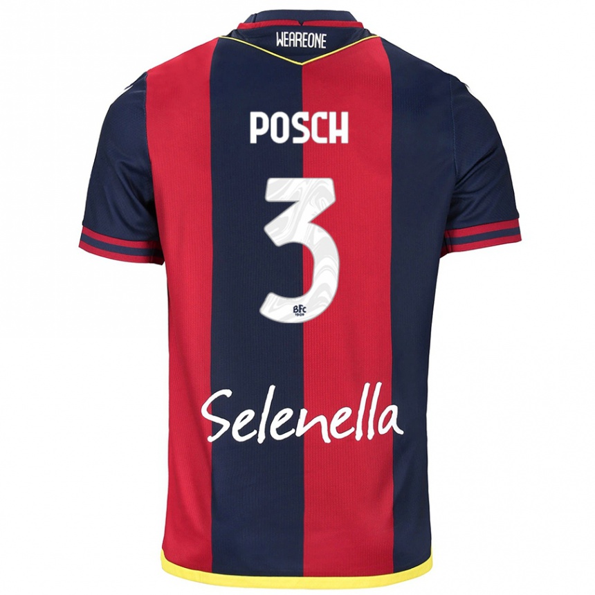 Kids Football Stefan Posch #3 Red Royal Blue Home Jersey 2024/25 T-Shirt