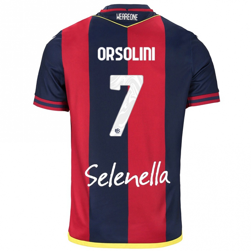 Kids Football Riccardo Orsolini #7 Red Royal Blue Home Jersey 2024/25 T-Shirt