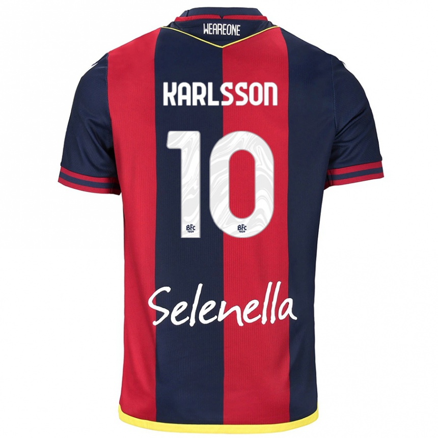 Kids Football Jesper Karlsson #10 Red Royal Blue Home Jersey 2024/25 T-Shirt