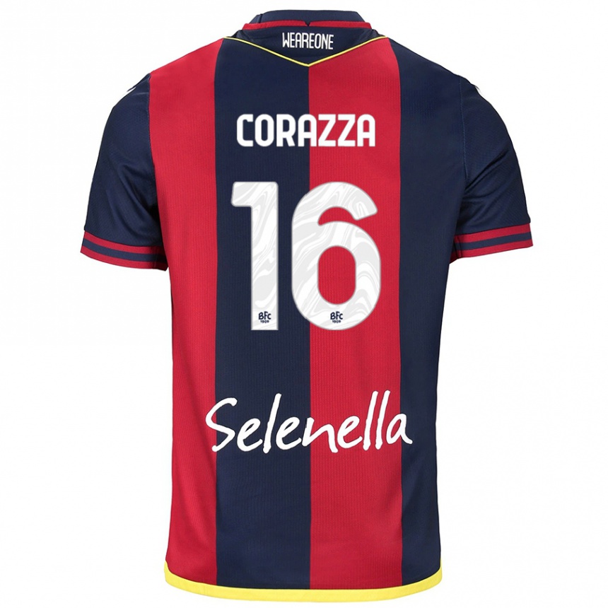 Kids Football Tommaso Corazza #16 Red Royal Blue Home Jersey 2024/25 T-Shirt