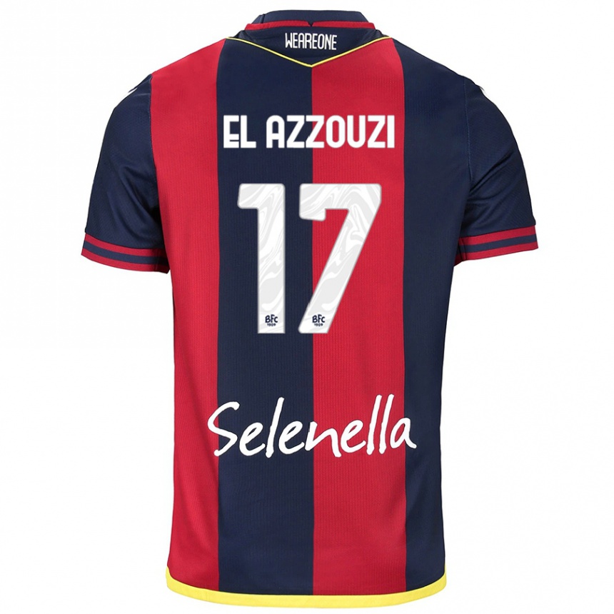 Kids Football Oussama El Azzouzi #17 Red Royal Blue Home Jersey 2024/25 T-Shirt