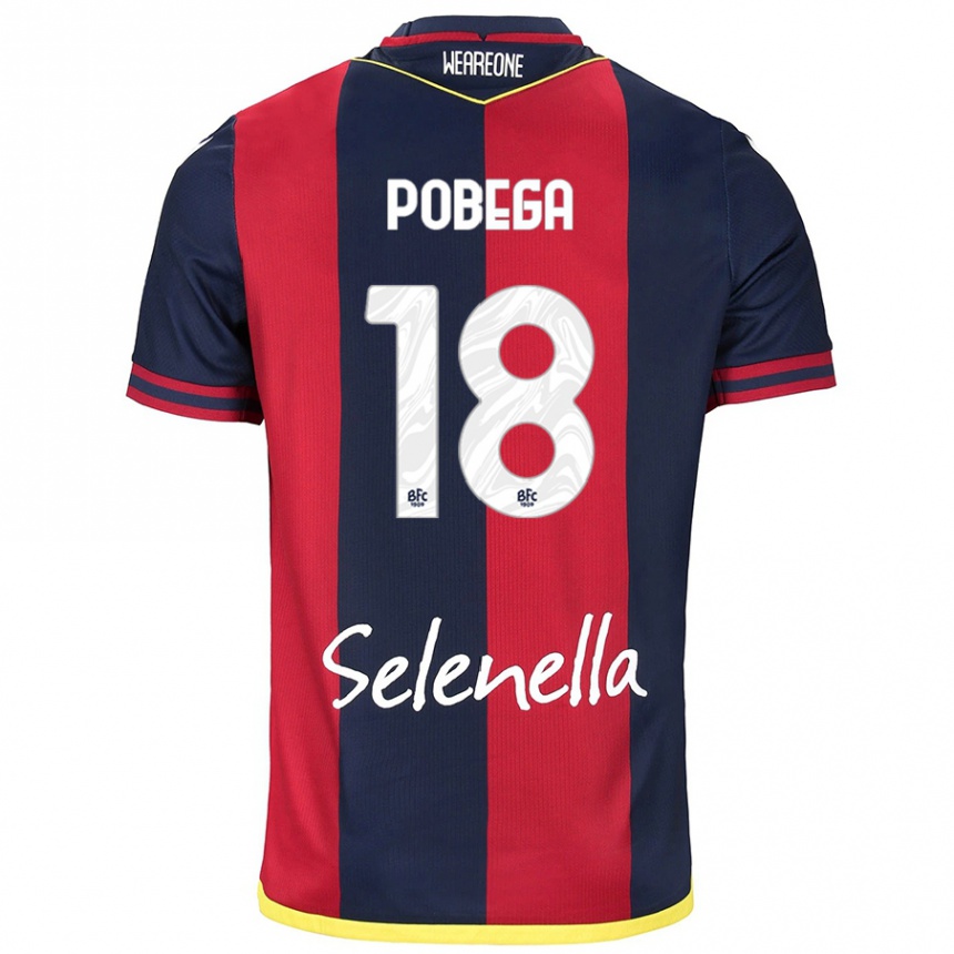 Kids Football Tommaso Pobega #18 Red Royal Blue Home Jersey 2024/25 T-Shirt