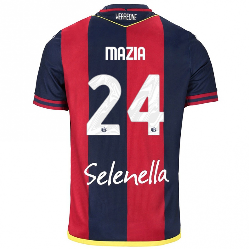 Kids Football Andrea Mazia #24 Red Royal Blue Home Jersey 2024/25 T-Shirt