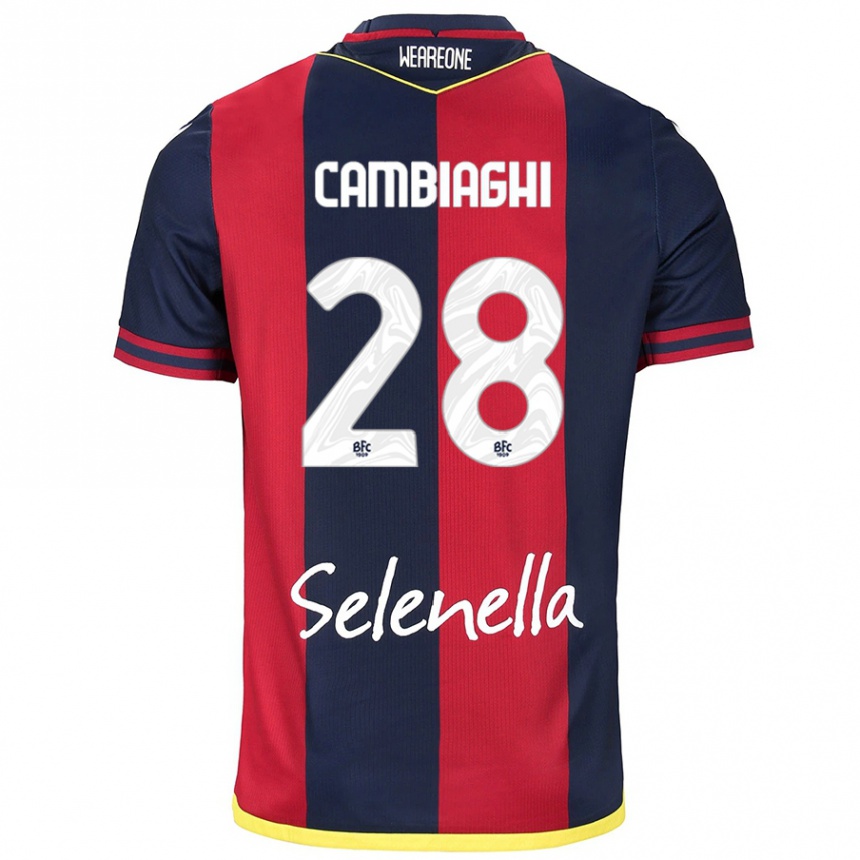 Kids Football Nicolò Cambiaghi #28 Red Royal Blue Home Jersey 2024/25 T-Shirt