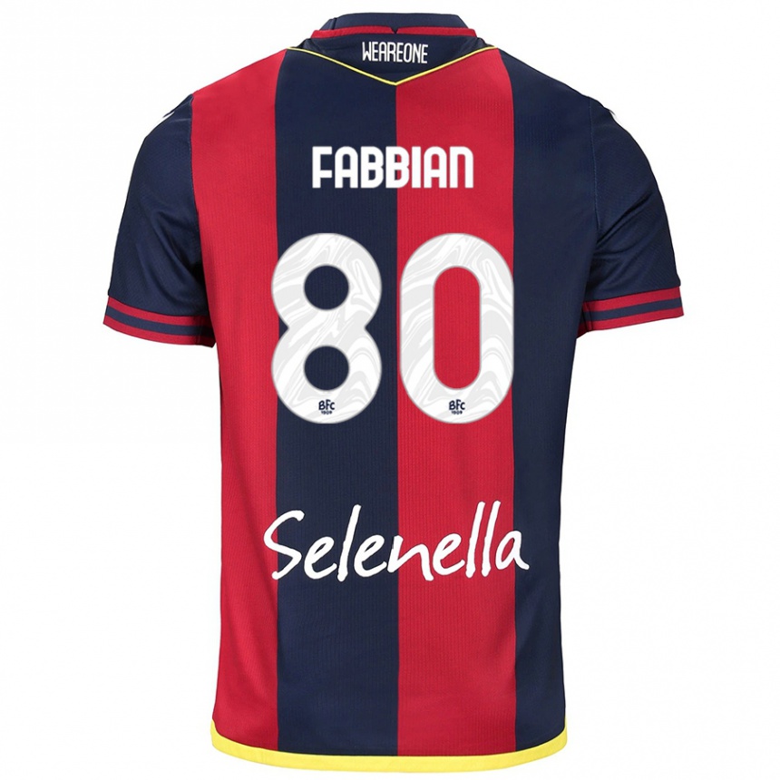 Kids Football Giovanni Fabbian #80 Red Royal Blue Home Jersey 2024/25 T-Shirt