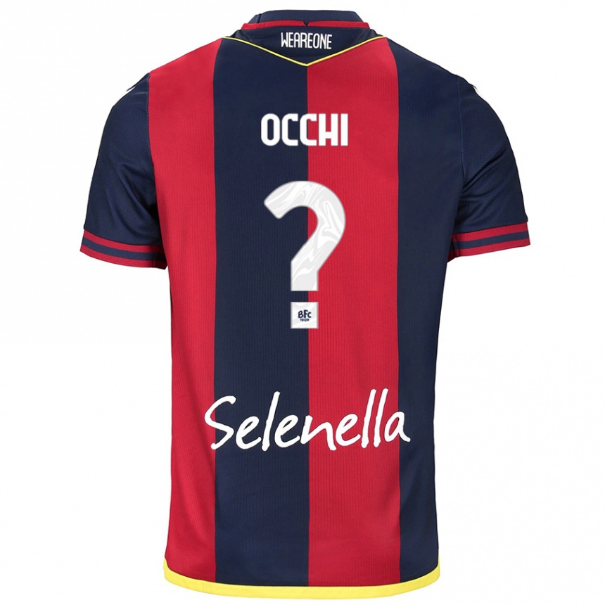 Kids Football Tommaso Occhi #0 Red Royal Blue Home Jersey 2024/25 T-Shirt