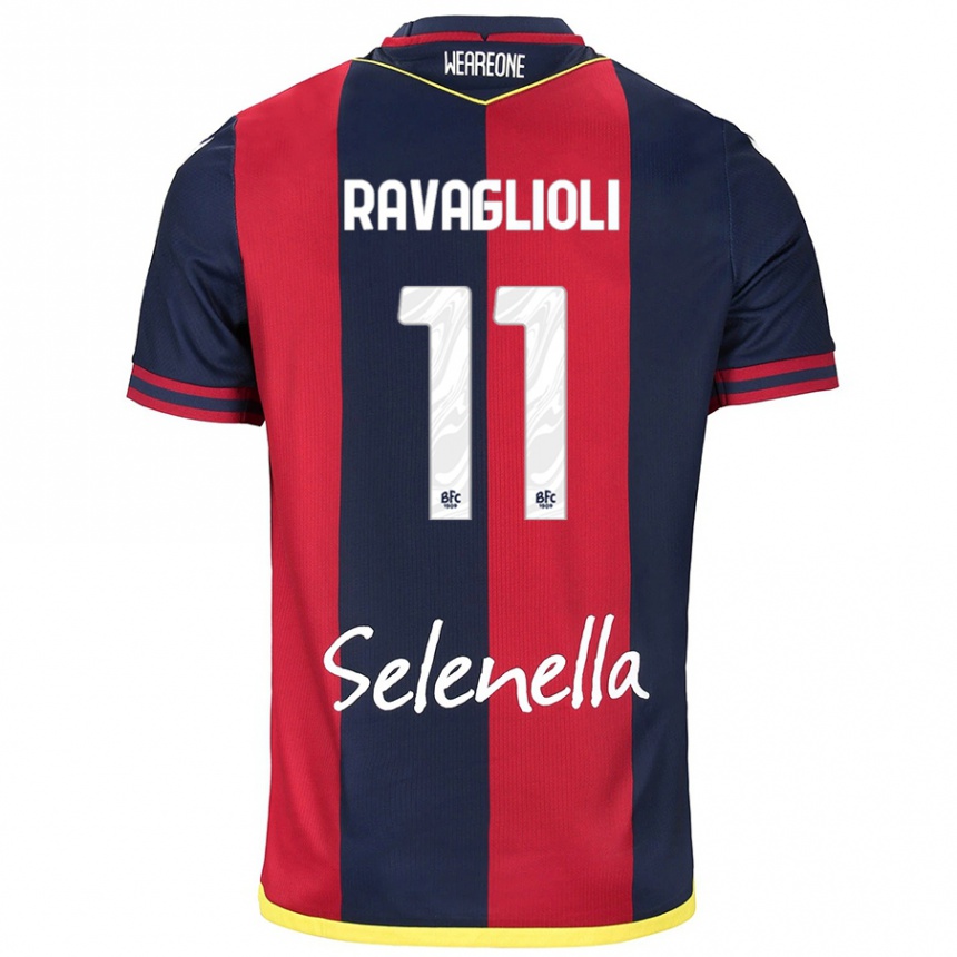 Kids Football Tommaso Ravaglioli #11 Red Royal Blue Home Jersey 2024/25 T-Shirt