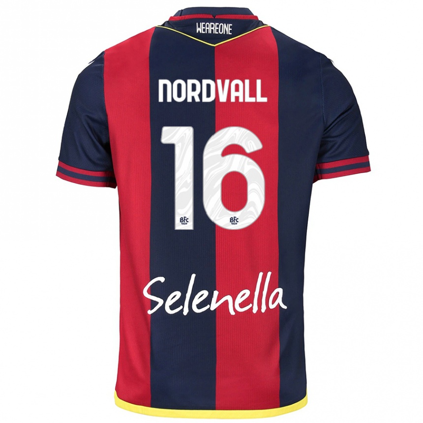 Kids Football Ossian Nordvall #16 Red Royal Blue Home Jersey 2024/25 T-Shirt