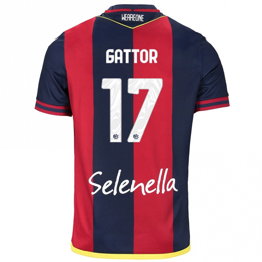 Kids Football Gianluca Gattor #17 Red Royal Blue Home Jersey 2024/25 T-Shirt