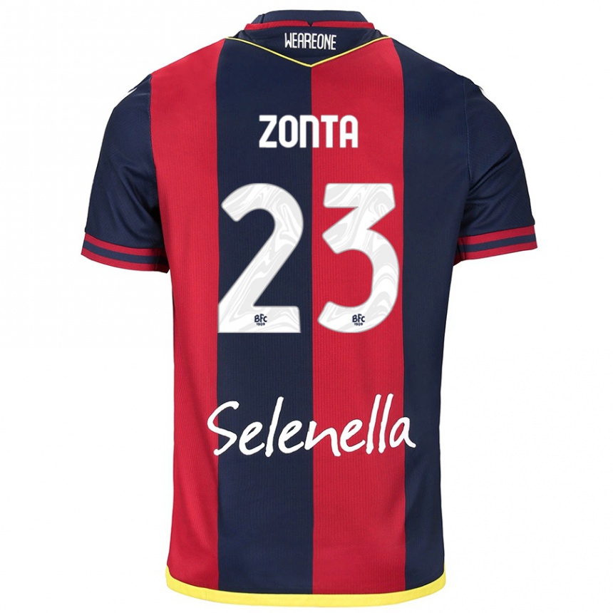 Kids Football Alessandro Zonta #23 Red Royal Blue Home Jersey 2024/25 T-Shirt