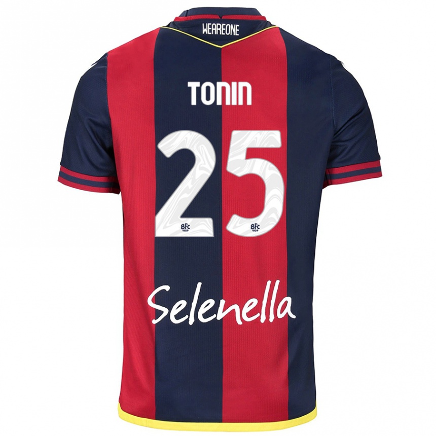 Kids Football Federico Tonin #25 Red Royal Blue Home Jersey 2024/25 T-Shirt