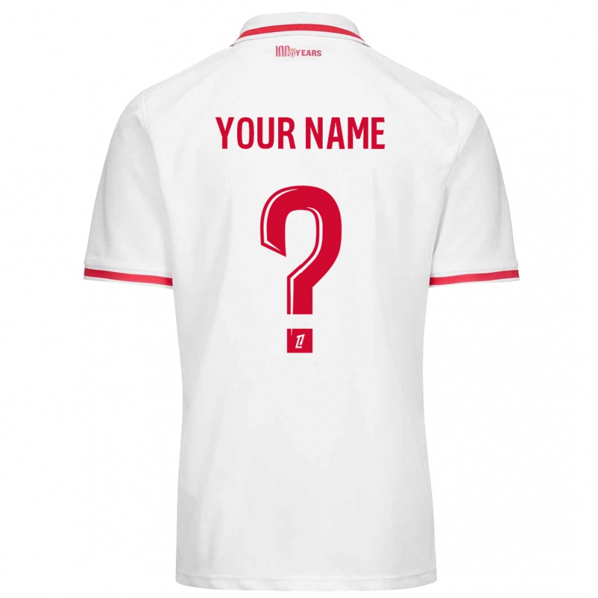 Kids Football Your Name #0 White Red Home Jersey 2024/25 T-Shirt