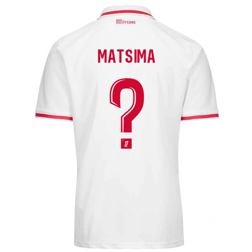 Kids Football Chrislain Matsima #0 White Red Home Jersey 2024/25 T-Shirt