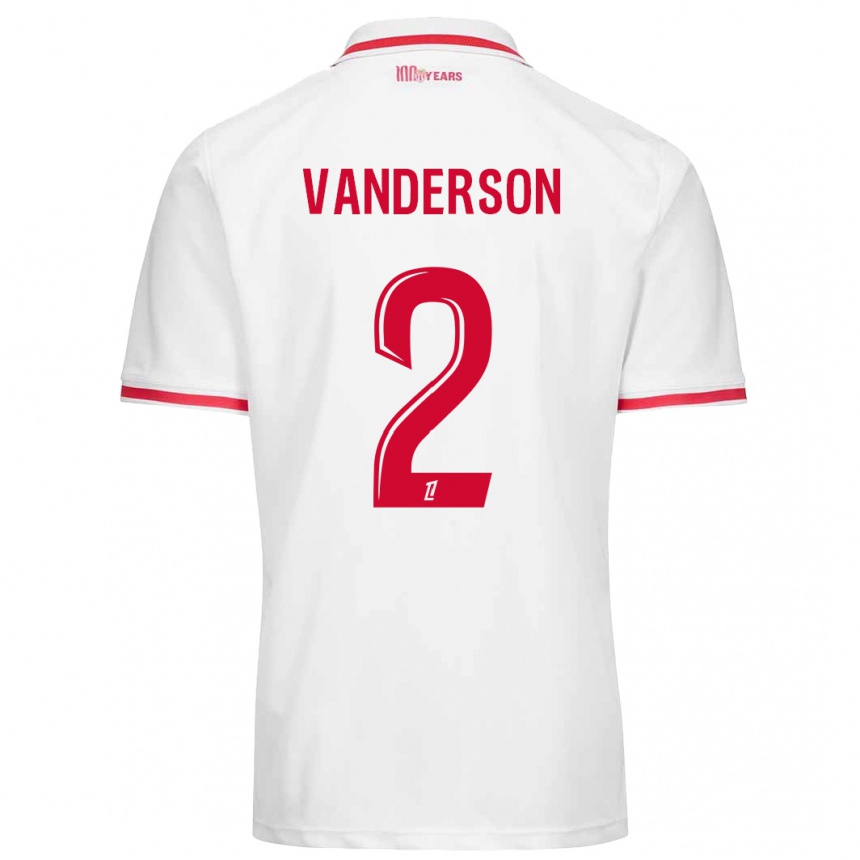 Kids Football Vanderson #2 White Red Home Jersey 2024/25 T-Shirt