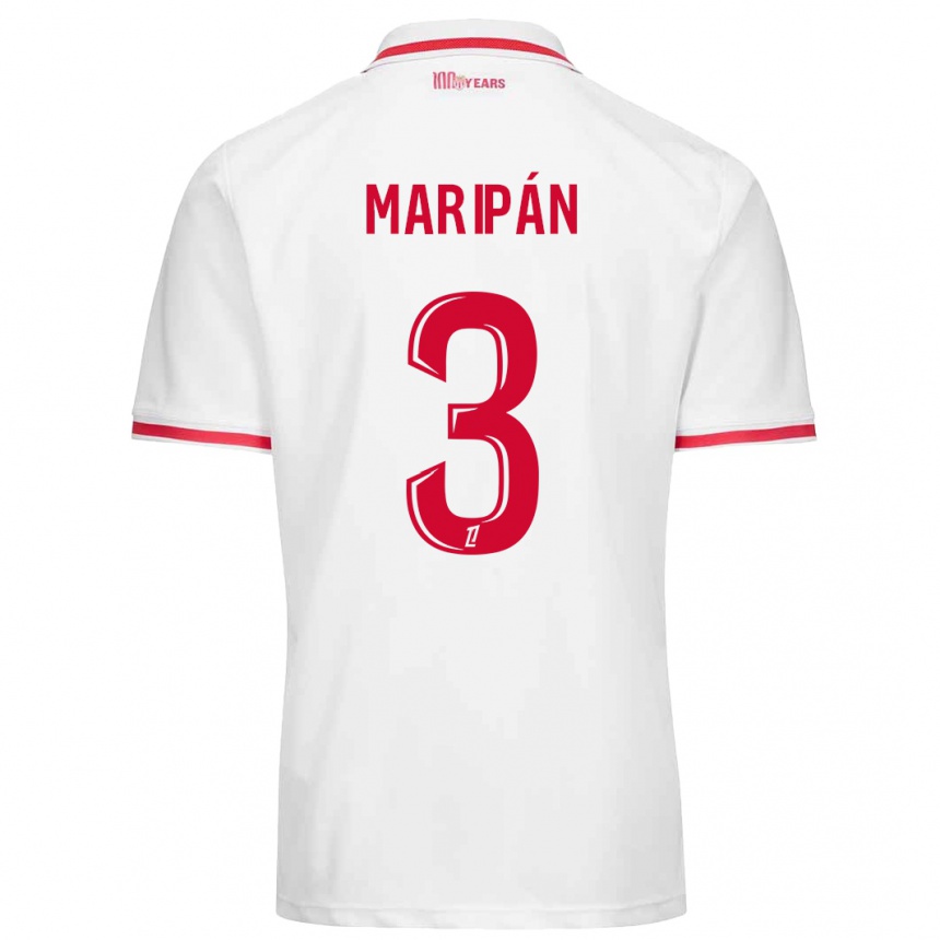 Kids Football Guillermo Maripán #3 White Red Home Jersey 2024/25 T-Shirt