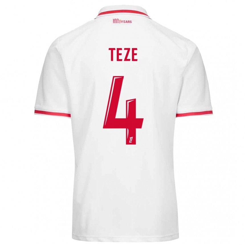 Kids Football Teze #4 White Red Home Jersey 2024/25 T-Shirt