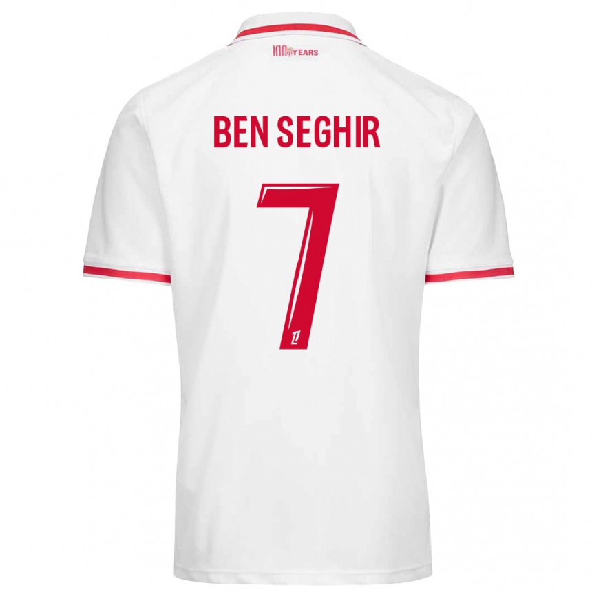 Kids Football Eliesse Ben Seghir #7 White Red Home Jersey 2024/25 T-Shirt