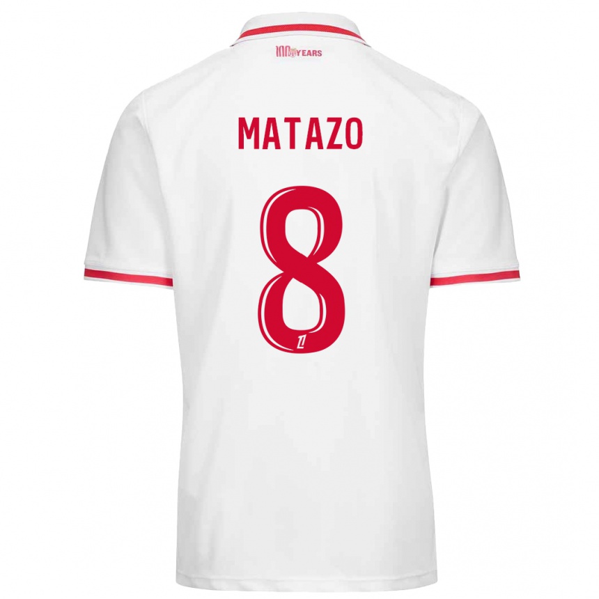 Kids Football Eliot Matazo #8 White Red Home Jersey 2024/25 T-Shirt