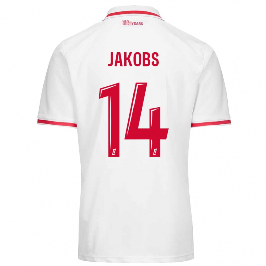 Kids Football Ismail Jakobs #14 White Red Home Jersey 2024/25 T-Shirt