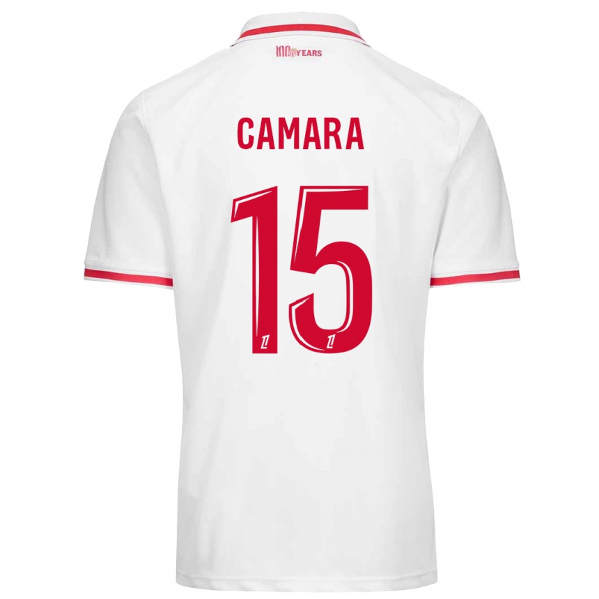 Kids Football Lamine Camara #15 White Red Home Jersey 2024/25 T-Shirt