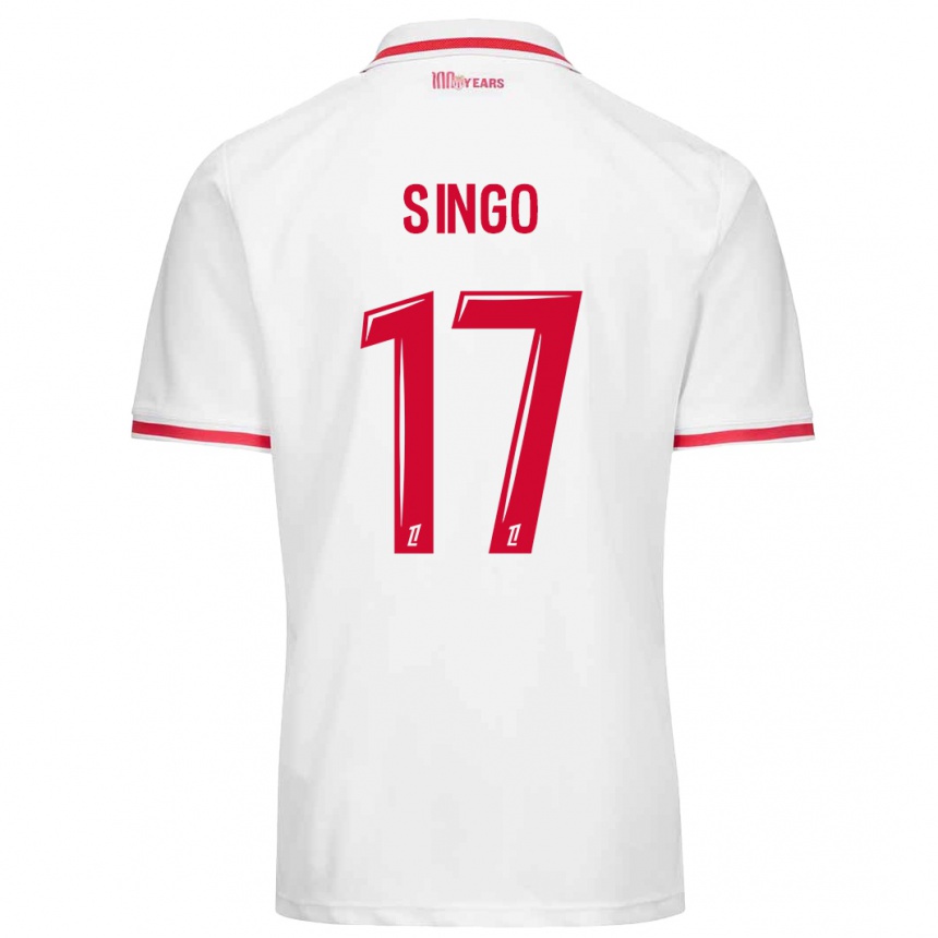 Kids Football Wilfried Singo #17 White Red Home Jersey 2024/25 T-Shirt