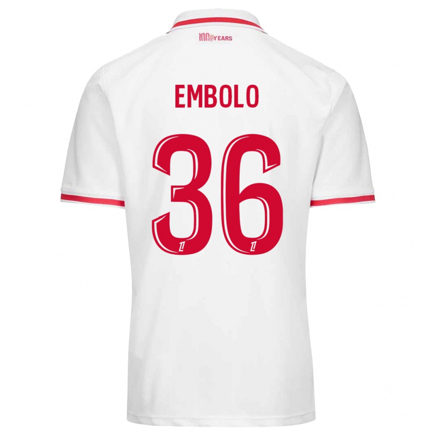 Kids Football Breel Embolo #36 White Red Home Jersey 2024/25 T-Shirt