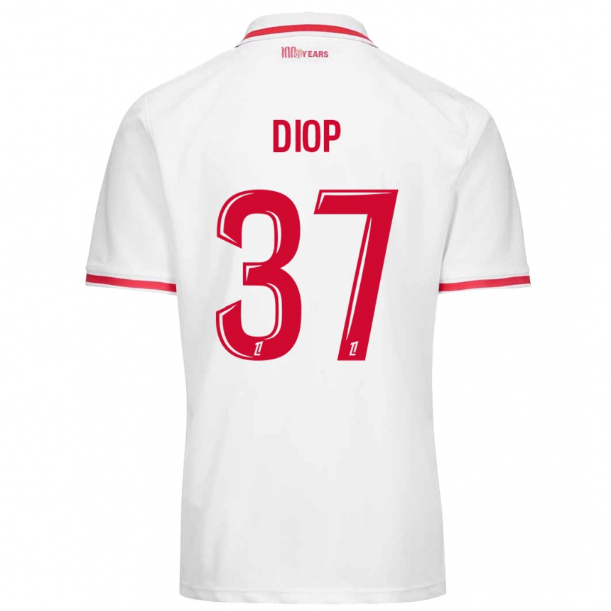 Kids Football Edan Diop #37 White Red Home Jersey 2024/25 T-Shirt