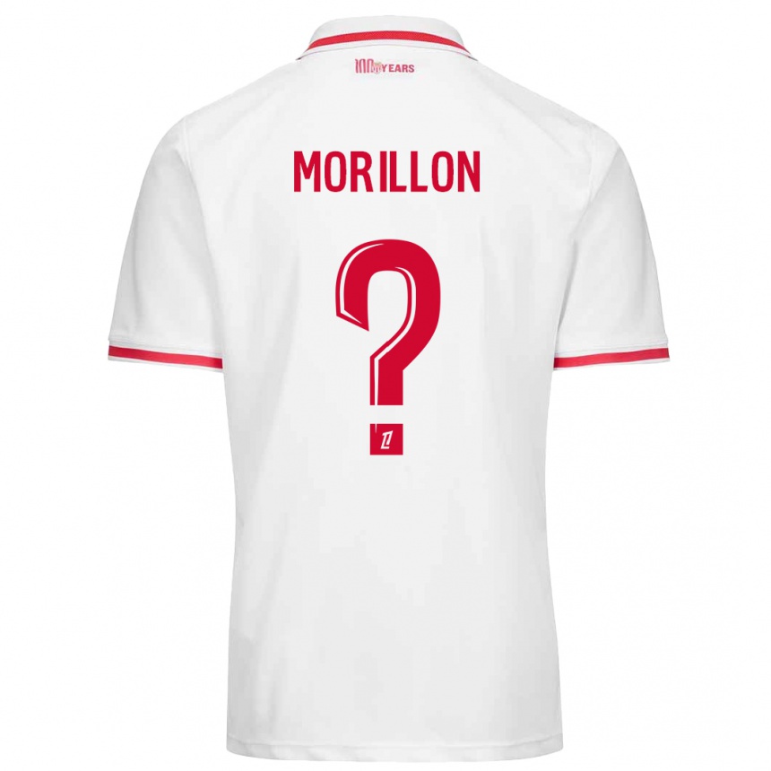 Kids Football Noah Morillon #0 White Red Home Jersey 2024/25 T-Shirt