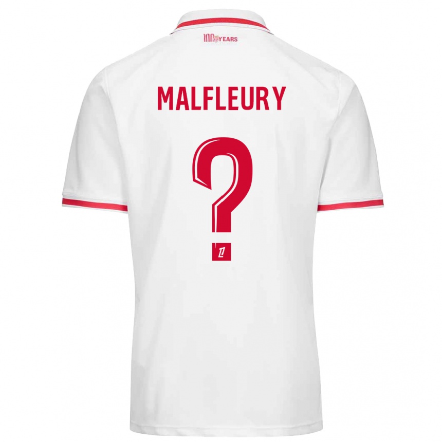 Kids Football Geoffrey Malfleury #0 White Red Home Jersey 2024/25 T-Shirt