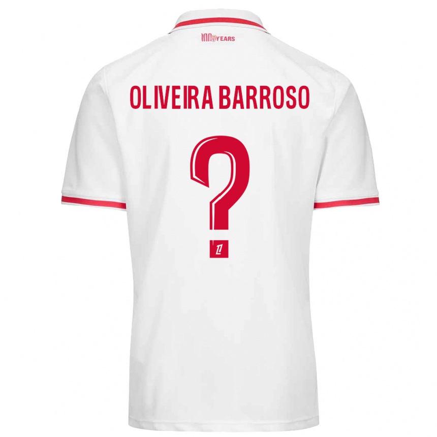 Kids Football Mickael Oliveira Barroso #0 White Red Home Jersey 2024/25 T-Shirt