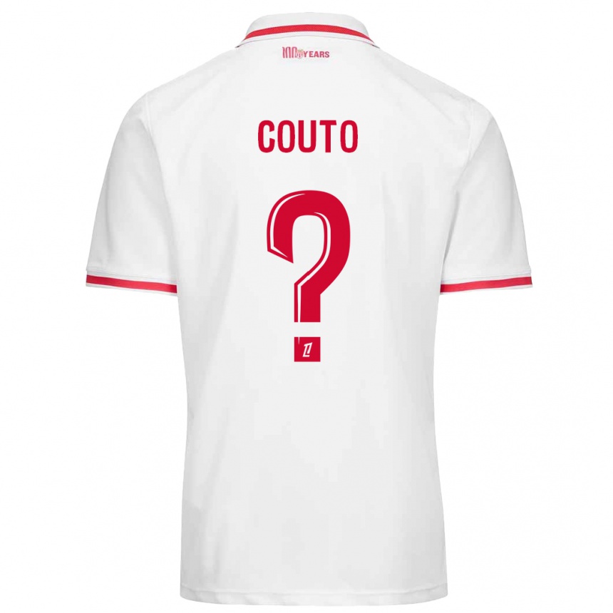 Kids Football Enzo Couto #0 White Red Home Jersey 2024/25 T-Shirt