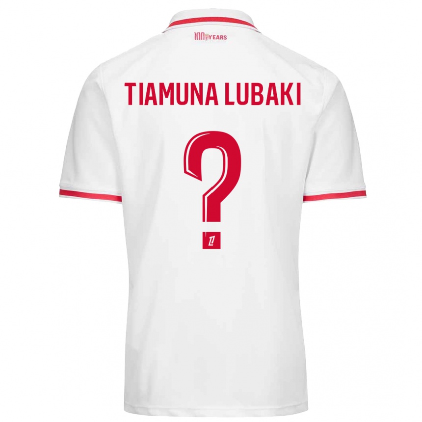 Kids Football Loïc Tiamuna Lubaki #0 White Red Home Jersey 2024/25 T-Shirt