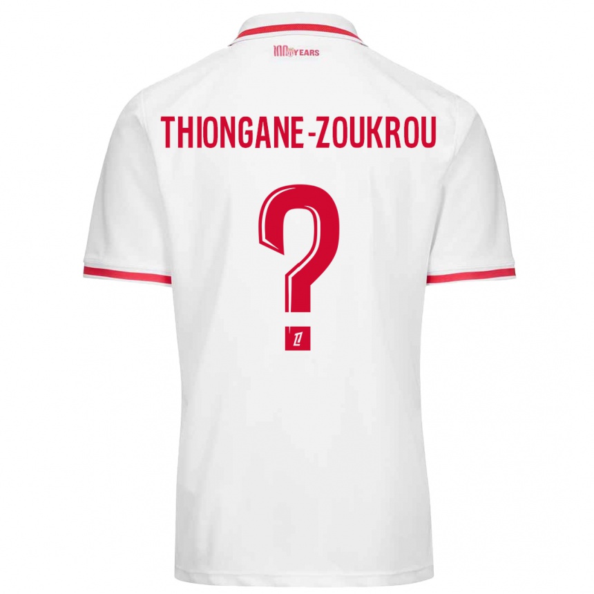 Kids Football Ackah-Tidiane Thiongane-Zoukrou #0 White Red Home Jersey 2024/25 T-Shirt