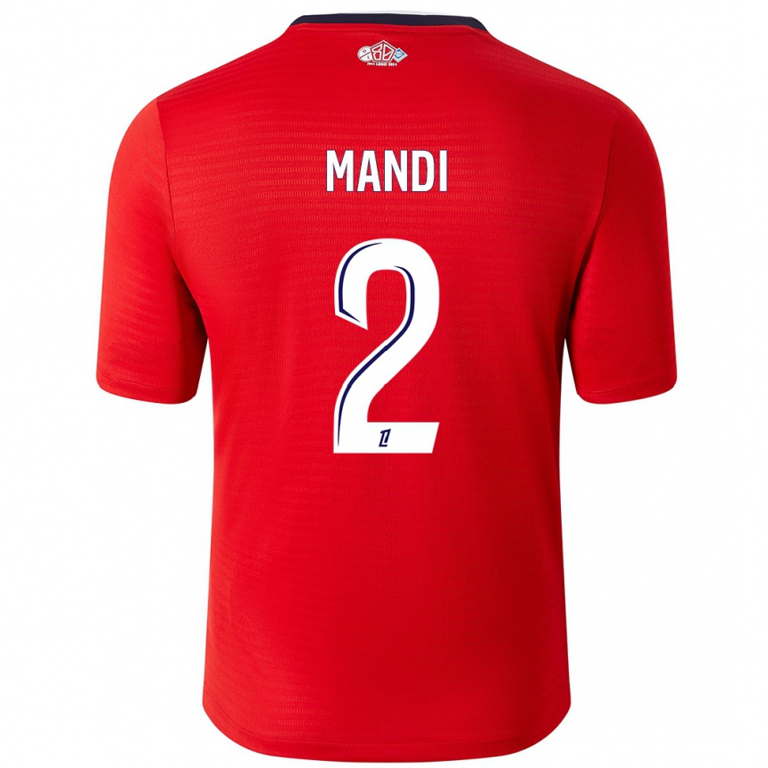 Kids Football Aïssa Mandi #2 Red White Home Jersey 2024/25 T-Shirt