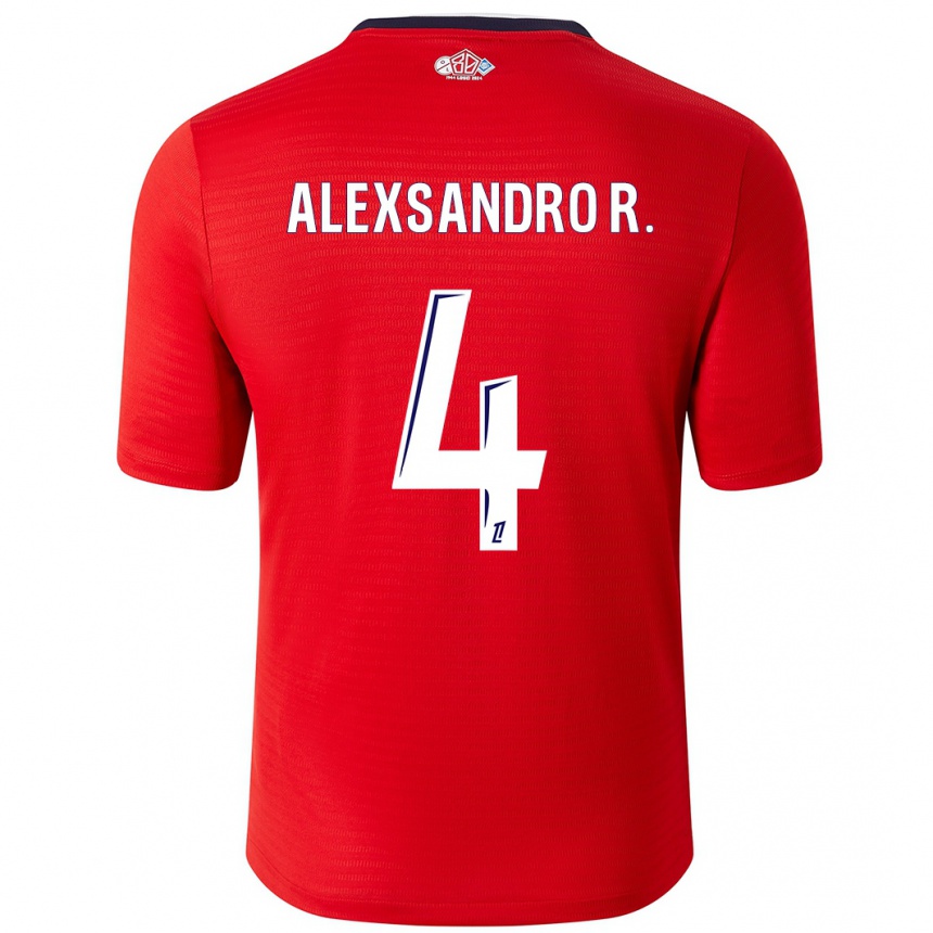 Kids Football Alexsandro #4 Red White Home Jersey 2024/25 T-Shirt