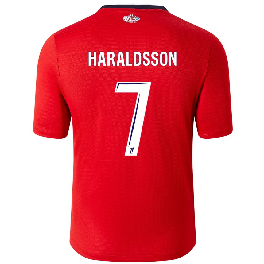 Kids Football Hákon Arnar Haraldsson #7 Red White Home Jersey 2024/25 T-Shirt