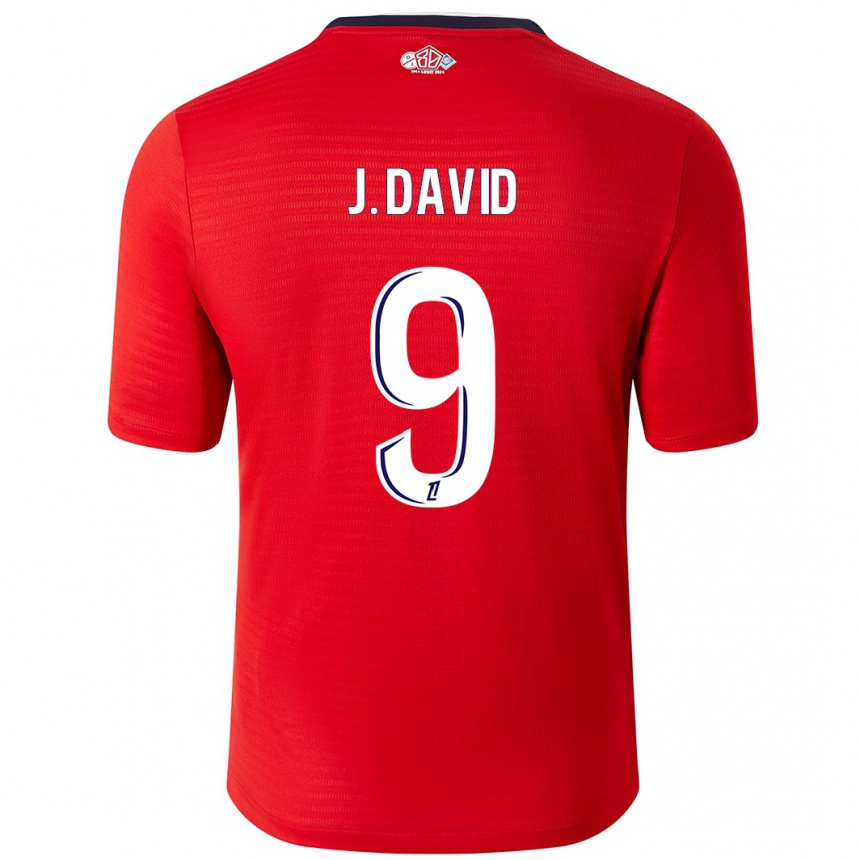 Kids Football Jonathan David #9 Red White Home Jersey 2024/25 T-Shirt