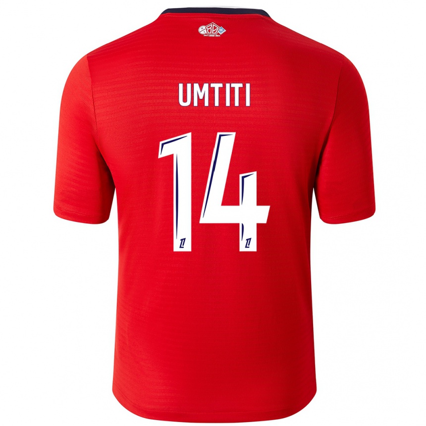 Kids Football Samuel Umtiti #14 Red White Home Jersey 2024/25 T-Shirt