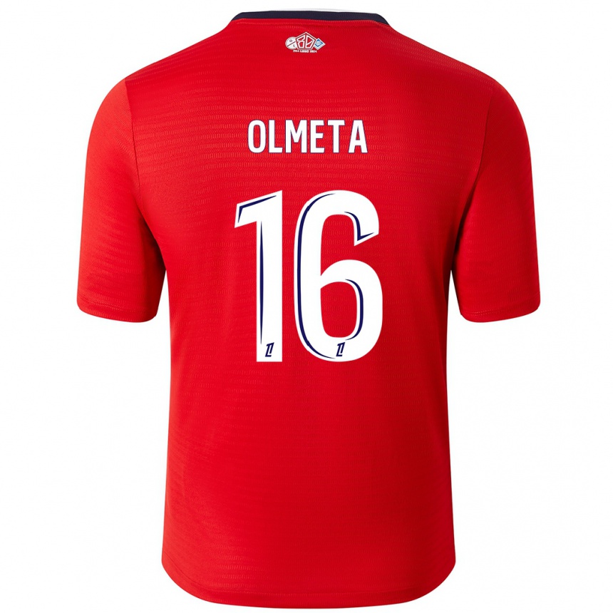 Kids Football Lisandru Olmeta #16 Red White Home Jersey 2024/25 T-Shirt