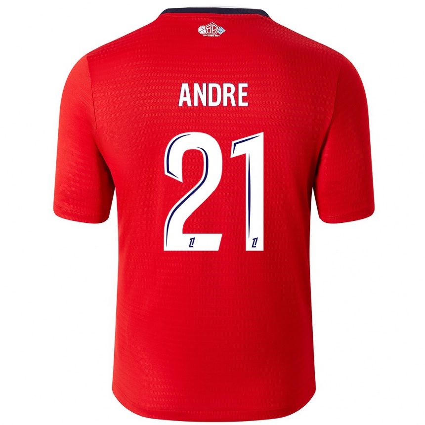 Kids Football Benjamin André #21 Red White Home Jersey 2024/25 T-Shirt