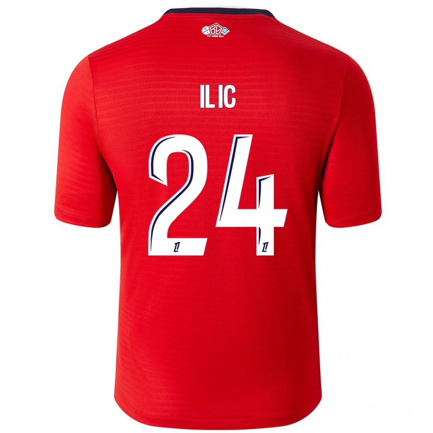 Kids Football Andrej Ilic #24 Red White Home Jersey 2024/25 T-Shirt