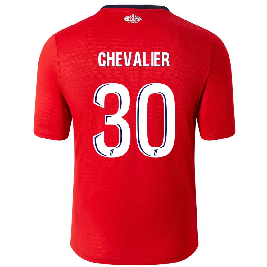 Kids Football Lucas Chevalier #30 Red White Home Jersey 2024/25 T-Shirt