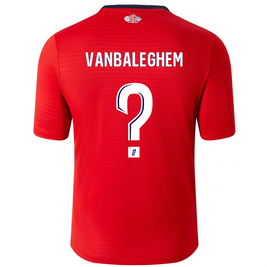 Kids Football Valentin Vanbaleghem #0 Red White Home Jersey 2024/25 T-Shirt