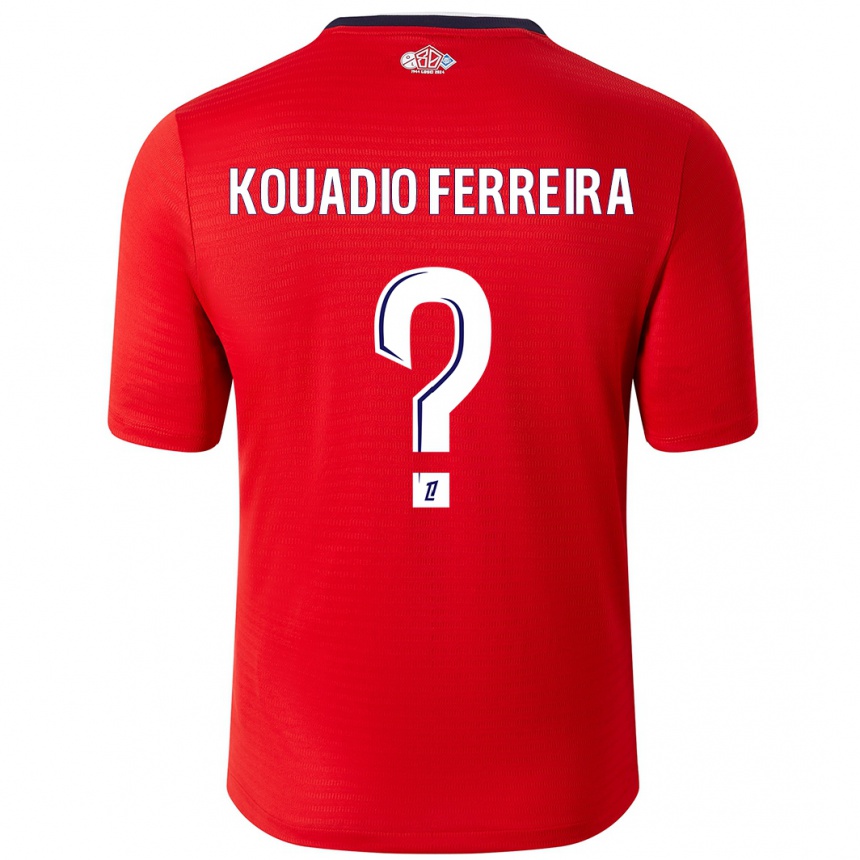 Kids Football Wilfrid Kouadio Ferreira #0 Red White Home Jersey 2024/25 T-Shirt