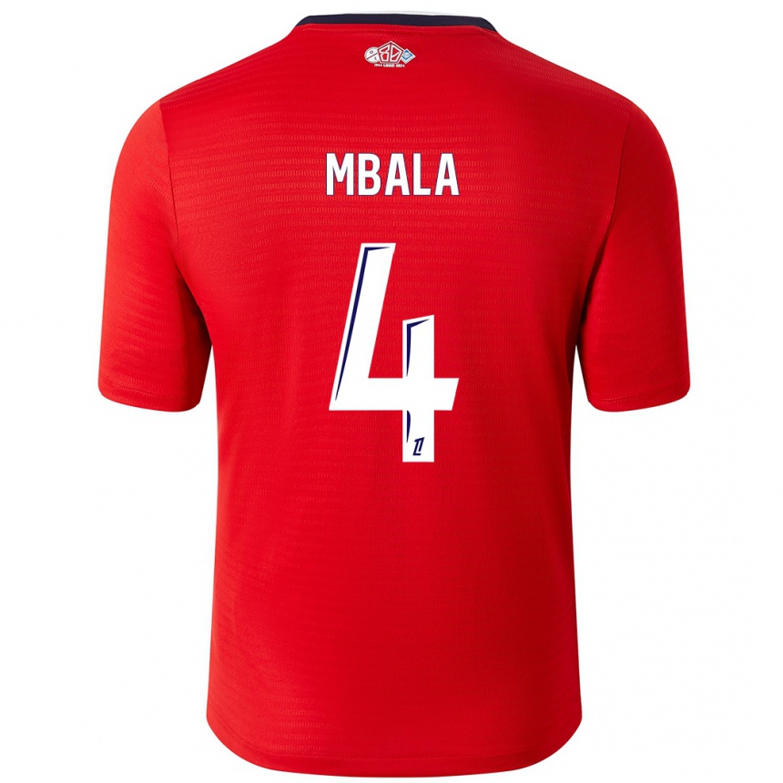 Kids Football Olivia Mbala #4 Red White Home Jersey 2024/25 T-Shirt