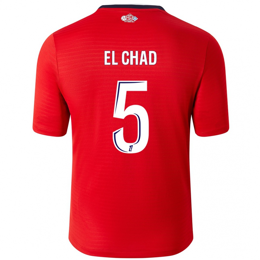 Kids Football Nesryne El Chad #5 Red White Home Jersey 2024/25 T-Shirt