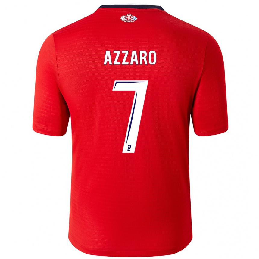 Kids Football Lorena Azzaro #7 Red White Home Jersey 2024/25 T-Shirt